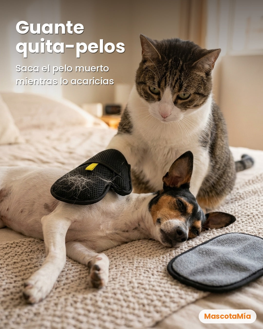 Kit Adiós Pelos 3 en 1 – Cepillo de vapor + Guante + Spray bucal